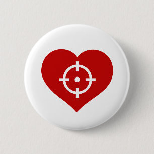 Heart as target 6 cm round badge