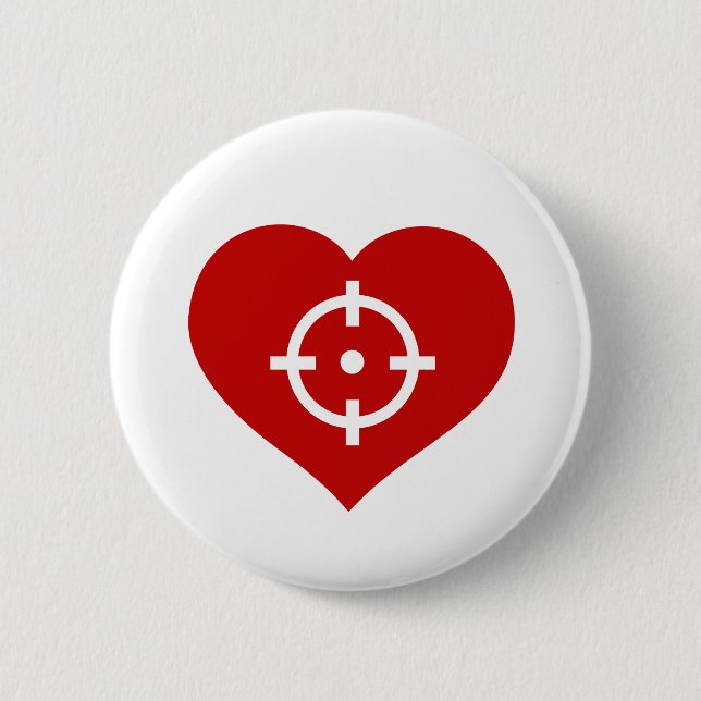 Heart as target 6 cm round badge (Front)