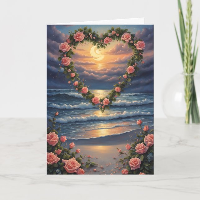 Heart at the Beach Valentine Card (Front)