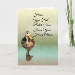 Heart Attack Get Well Card, Duck in Digital Pond Card