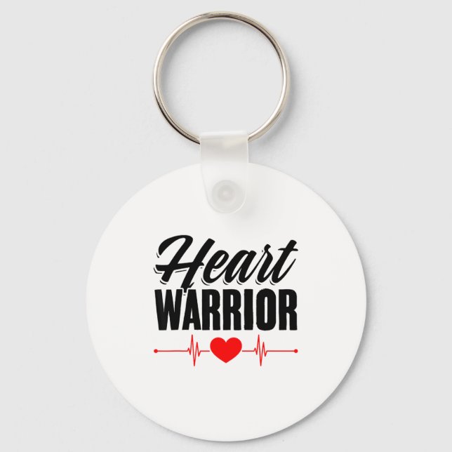Heart Attack Red Ribbon Surgery Heart Disease Awar Key Ring (Front)