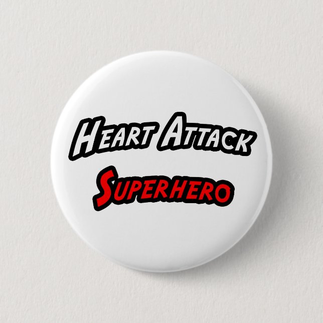 Heart Attack Superhero 6 Cm Round Badge (Front)