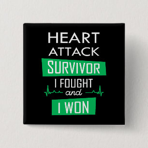 Heart attack survivor, I fought and I won 15 Cm Square Badge