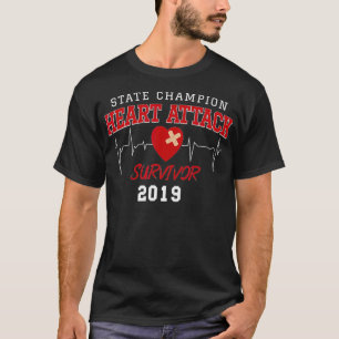 Heart Attack Survivor  Red Art Heartbeat Surgery _ T-Shirt