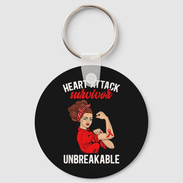 Heart Attack Survivor Unbreakable Heart Attack Awa Key Ring (Front)