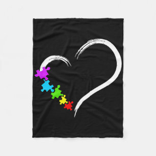 Heart Autism Awareness Love Puzzle Simple Idea Aut Fleece Blanket