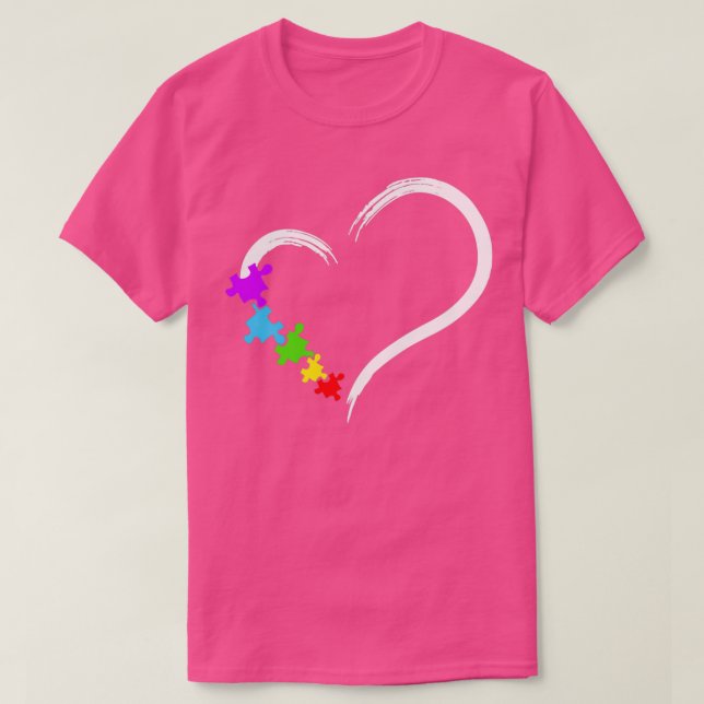 Heart Autism Awareness Love Puzzle Simple Idea Aut T-Shirt (Design Front)