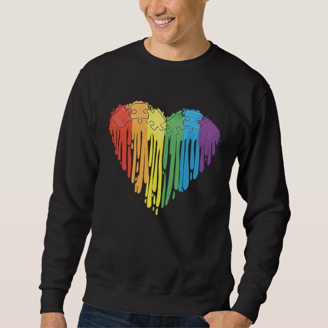 Heart Autism Awareness Puzzle Valentines Day Mothe Sweatshirt (Front)