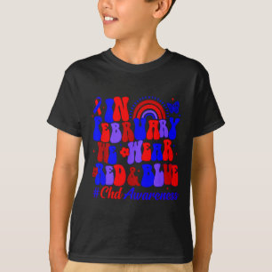 Heart Awareness Chd Awareness Rainbow In February T-Shirt