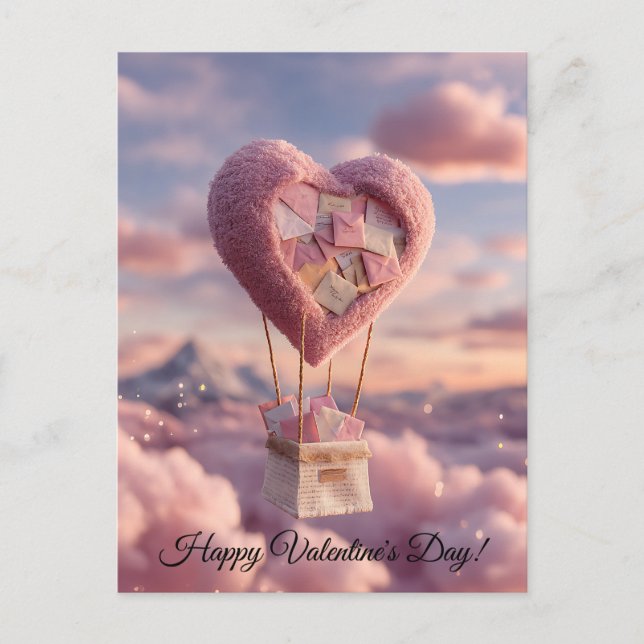 Heart Balloon of Love Letters Design Postcard (Front)