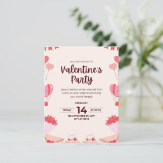 Heart-balloon Romantic Valentine's Day Invitation