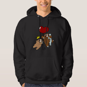 Heart Balloon Sloth And Cat Hoodie