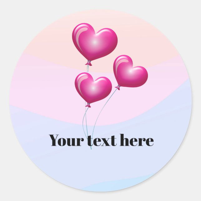 Heart Balloons, all-occasion template, customise,  Classic Round Sticker (Front)