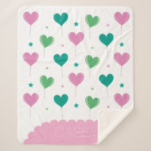 Heart Balloons Green Pink Star Pattern Cute