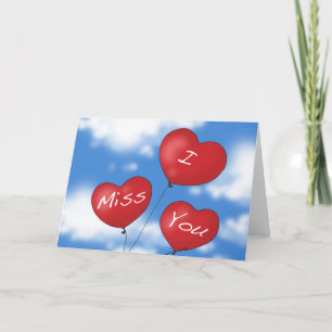 Heart balloons I miss you Holiday Card