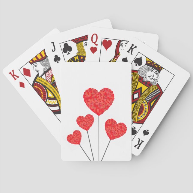 Heart Balloons Illustration Design Playing Cards (Back)