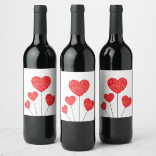 Heart Balloons Illustration Design Wine Label