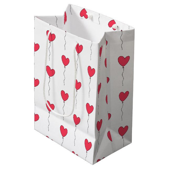 Heart Balloons Medium Gift Bag (Front Angled)