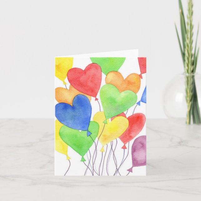 Heart Balloons - Note Card (Front)
