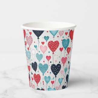 Heart balloons paper cups