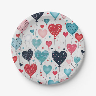 Heart balloons paper plate