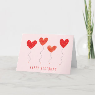 Heart Balloons Polka Dots Stripes Birthday Balloon Card