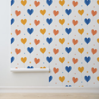 Heart Balloons Star Orange Yellow Blue Cute Wallpaper