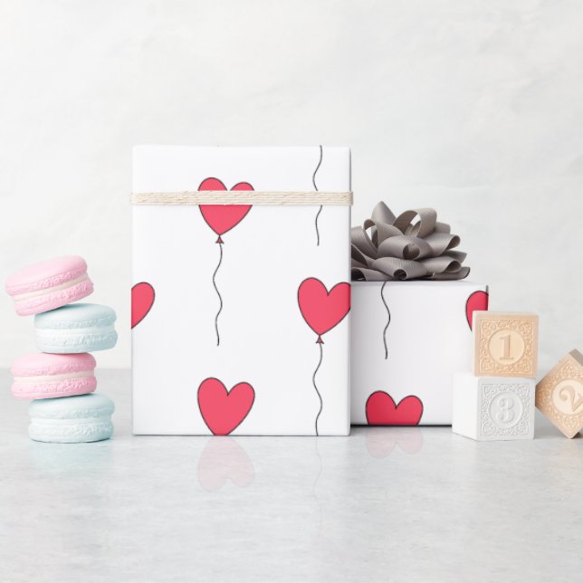 Heart Balloons Wrapping Paper (Baby Shower)