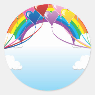 Heart Baloon Background Classic Round Sticker