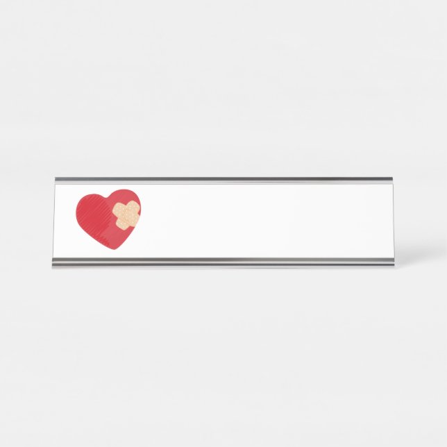 Heart Bandage Desk Name Plate (Front)