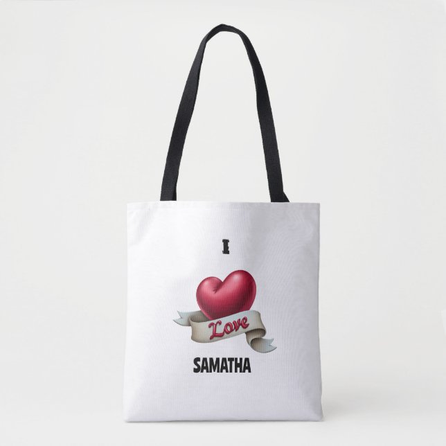 "Heart & Banner" Personalized Keepsake Tote Bag (Front)