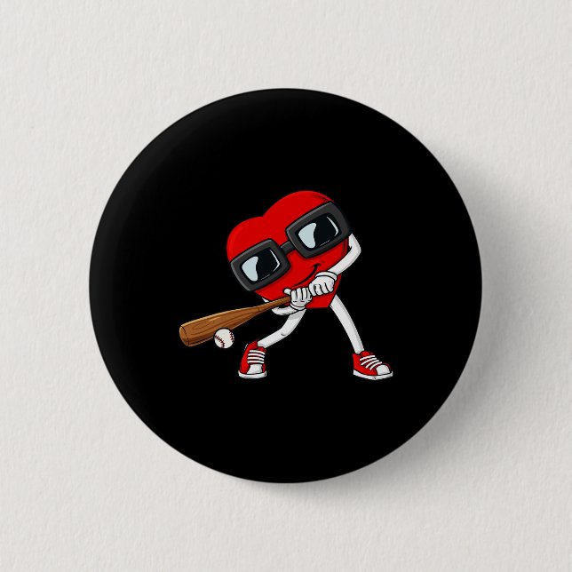 Heart Baseball Valentines Day Fun Boys Girls Kids  6 Cm Round Badge (Front)