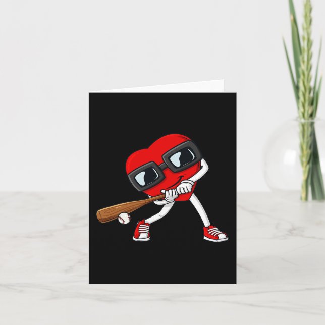 Heart Baseball Valentines Day Fun Boys Girls Kids  Card (Front)