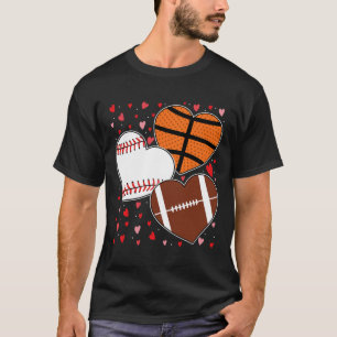 Heart Basketball Baseball Football Boys Men's Vale T-Shirt