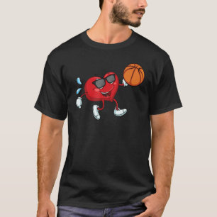 Heart Basketball Valentines Day Cool V Day Pajama  T-Shirt