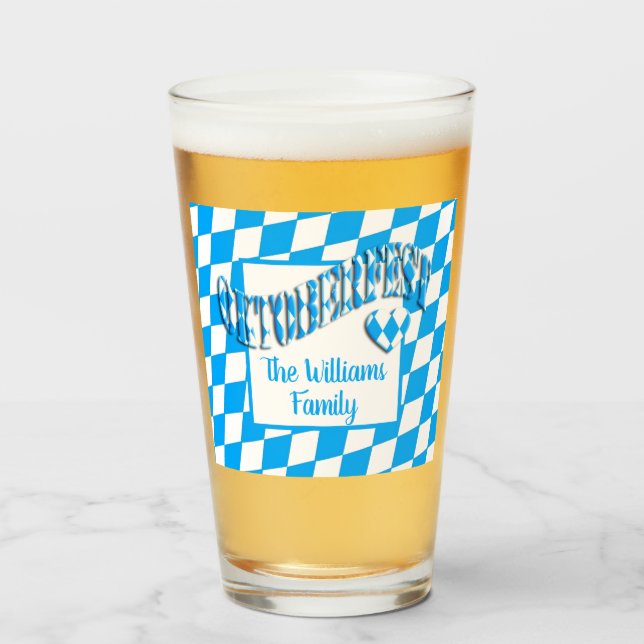 Heart Bayern Bavarian Flag Colours Oktoberfest Glass (Front Filled)