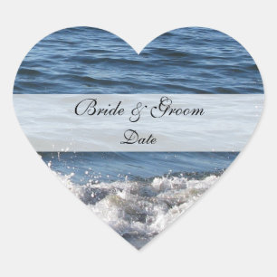 Heart Beach Theme Save the Date Stickers