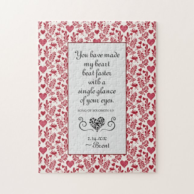 Heart Beat Faster | Romantic Bible Verse Quote Jigsaw Puzzle (Vertical)