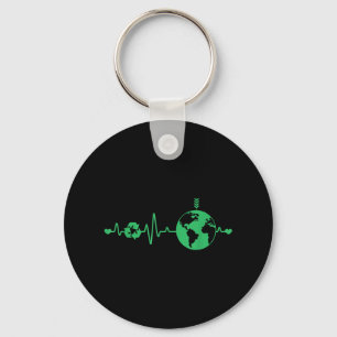 Heart Beat Recycle Earth Day Recycling Love Earth  Key Ring