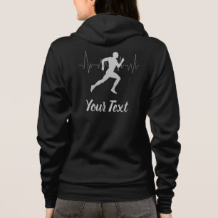 Heart Beat Runner Personalised Black Hoodie