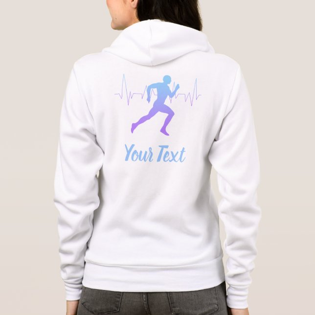 Heart Beat Runner Personalised  Hoodie (Back)