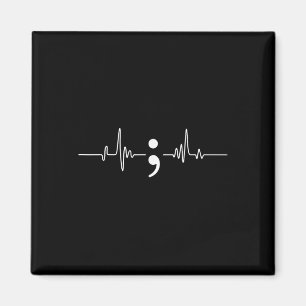 Heart Beat Semicolon Mental Health Awareness Magnet