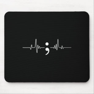 Heart Beat Semicolon Mental Health Awareness Mouse Pad