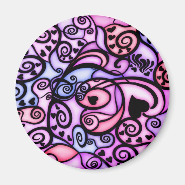 Heart Beats Singing, Stained Glass style Magnet (Front)