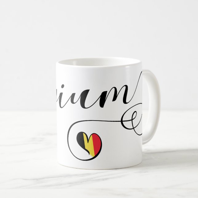 Heart Belgium Mug, Belgian Flag Coffee Mug (Front Right)