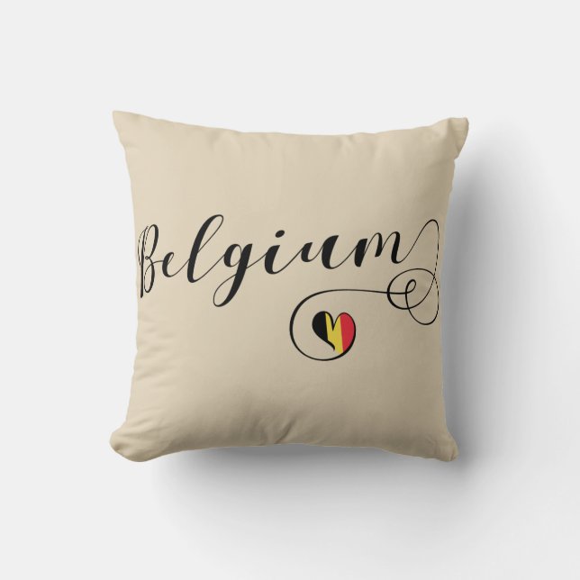 Heart Belgium Pillow, Belgian Flag Cushion (Front)