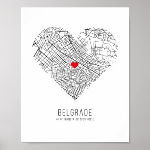 Heart Belgrade City Map (Serbia) Poster