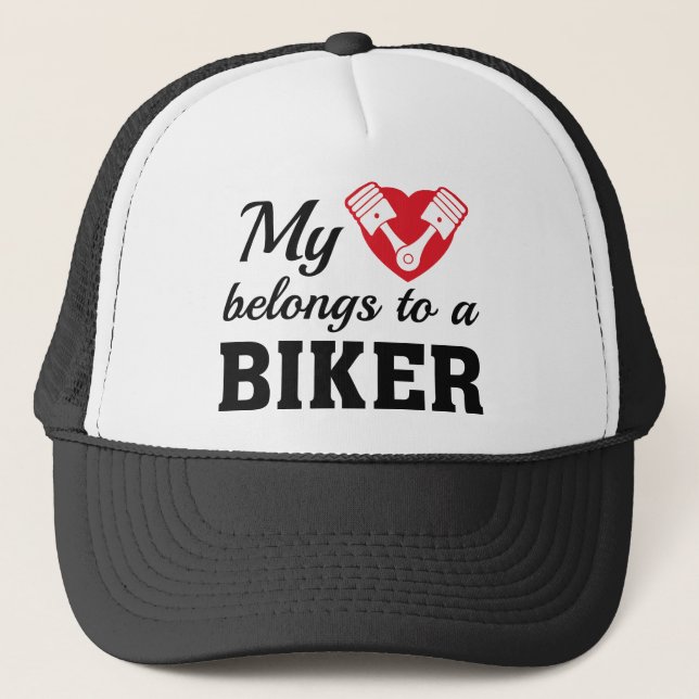Heart Belongs Biker Trucker Hat (Front)
