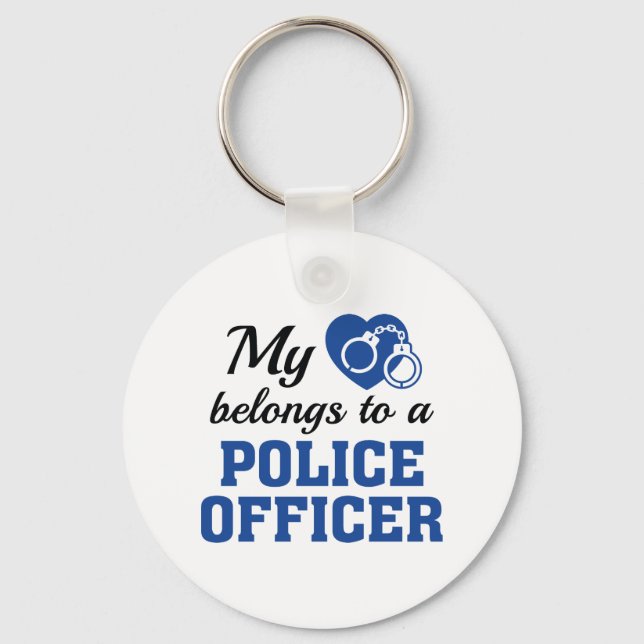 Heart Belongs Police Officer Key Ring (Front)