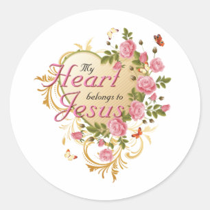 Heart belongs to Jesus Classic Round Sticker